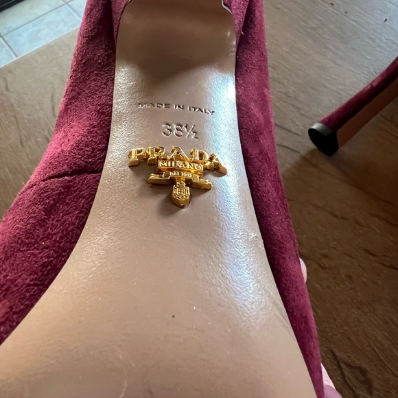 Prada Burgundy Suede Heels - Picture 3 of 7